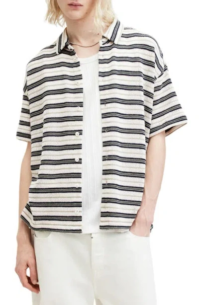 Allsaints Jackson Relaxed Fit Short Sleeve Shirt In Chalk White