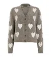 Allsaints Luv Heart-pattern Buttoned-up Cardigan In Brown