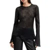 Allsaints Jada Sheer Silk Top In Black