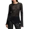 Allsaints Jada Sheer Silk Top In Black