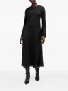 Allsaints Jada Textured Flared Midi Dress In Black