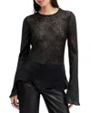 Allsaints Jada Sheer Silk Top In Black