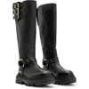 Shop Allsaints Jade Knee High Lug Sole Boot In Black/ Warm Brass