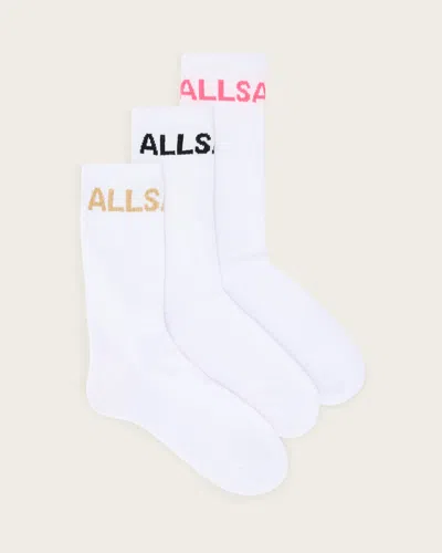 Allsaints Jae Logo Socks White Multi Pack,