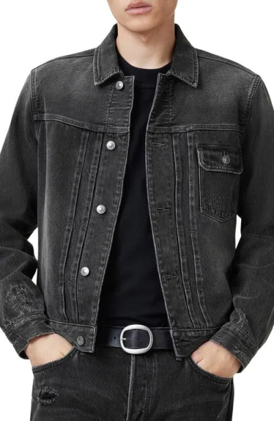 Allsaints Jagger Denim Trucker Jacket In Black