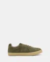 Allsaints Jaimee Low Top Suede Trainers In Khaki Green