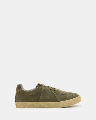 Allsaints Jaimee Low Top Suede Trainers In Khaki Green