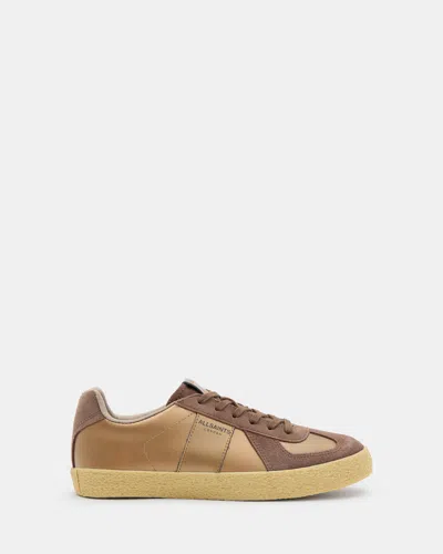 Allsaints Jaimee Metallic Leather Sneakers In Bronze Brown