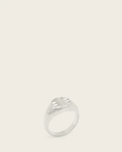 Allsaints Jake Oval Textured Signet Ring In Metallic