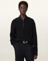 Allsaints Wool-blend Quarter-zip Jakob Polo Sweater In Black
