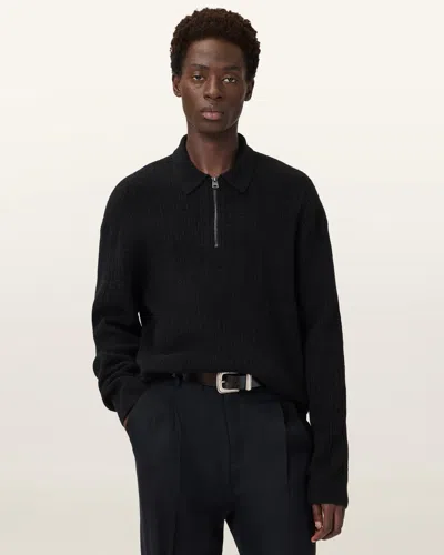 Allsaints Jakob Long Sleeve Polo In Black