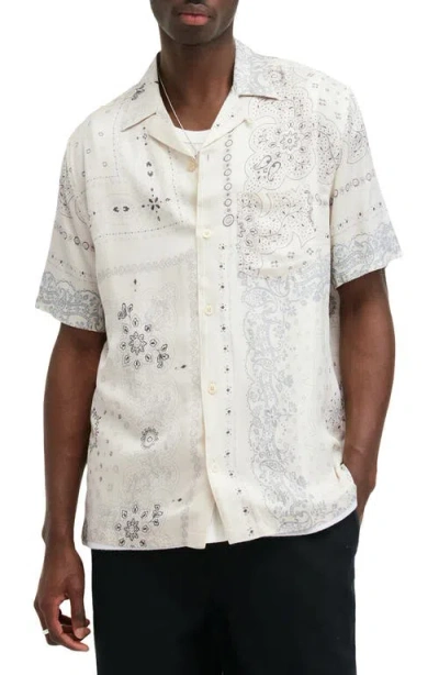 Allsaints Jalisco Bandana Print Camp Shirt In Oatmeal White
