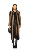Allsaints James Wool Blend Striped Maxi Coat In Brown