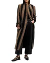 Allsaints James Wool Blend Striped Maxi Coat In Brown/black