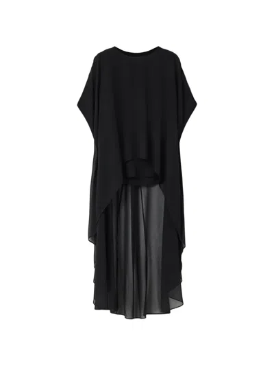 Allsaints Womens Black Jamie Cape-effect Sheer Woven Top