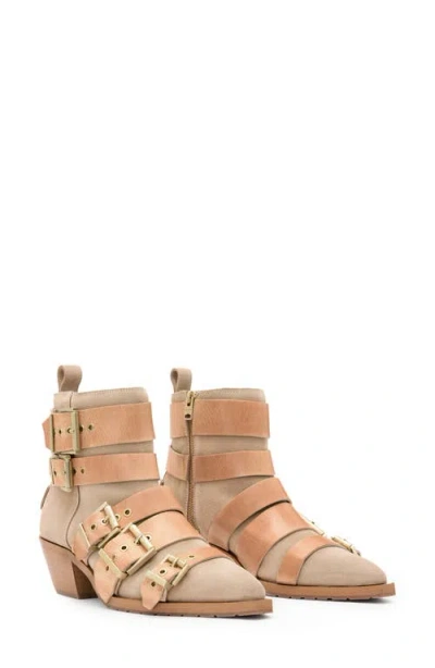 Allsaints Jane Buckle Bootie In Sand Brown
