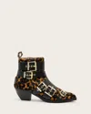 Allsaints Jane Buckle Pointed Leather Boots In Leppo Brown/black