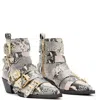 Allsaints Jane Buckle Pointed Toe Boot In Flow Ecru White