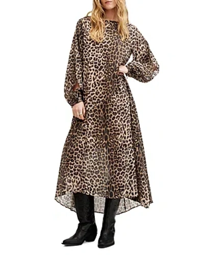 Allsaints Jane Leppo Dress In Leopard Brown