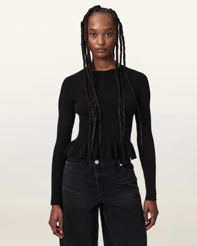 Allsaints Jas Lightweight Fitted Sweater In Black