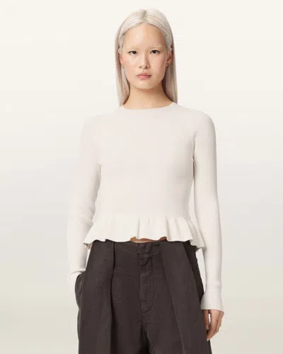 Allsaints Jas Lightweight Fitted Sweater In White