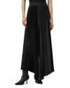 Allsaints Womens Black Jax Pleated Satin Midi Skirt In Black