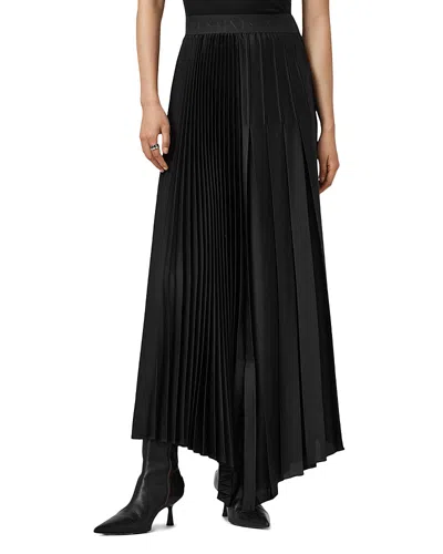 Allsaints Jax Pleated Maxi Skirt In Black