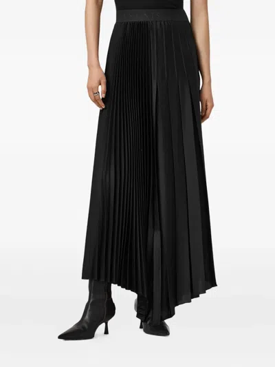 Allsaints Jax Pleated Midi Skirt In Black