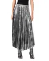 Allsaints Womens Metallic Silve Jax Metallic Woven Maxi Skirt In Gray