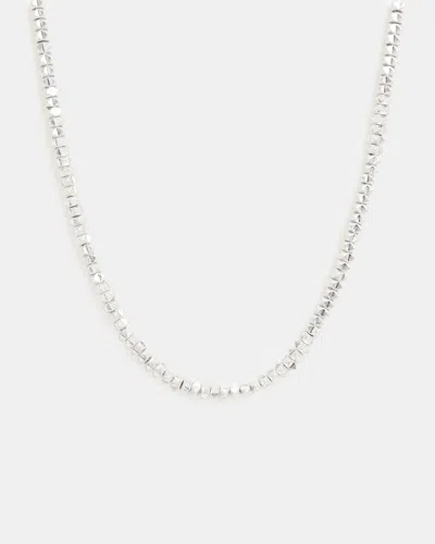 Allsaints Jaya Pyramid Studded Necklace In Warm Silver
