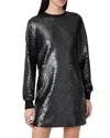 Allsaints Jaya Sequin Long Sleeve Shift Minidress In Black