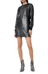 Allsaints Jaya Sequin Long Sleeve Shift Minidress In Black