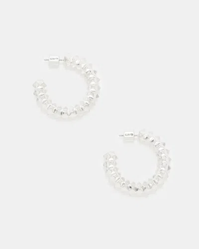 Allsaints Jaya Studded Hoop Earrings In Warm Silver