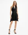 Allsaints Jayda Wrap Front Asymmetic Shift Dress In Black