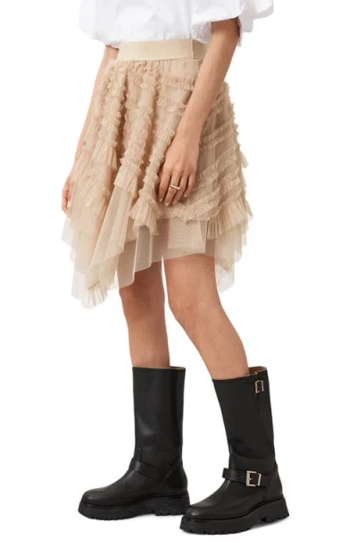 Allsaints Jayde Handkerchief Hem Tulle Skirt In Brown