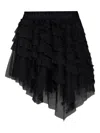 Allsaints Womens Jayde Branded-waist Tulle Woven Mini Skirt Black In Black