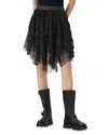 Allsaints Womens Jayde Branded-waist Tulle Woven Mini Skirt Black In Black