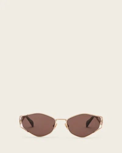 Allsaints Jaye Round Sunglasses In Gold
