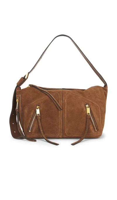 Allsaints Jean Rey Suede Shoulder In Sugar Brown