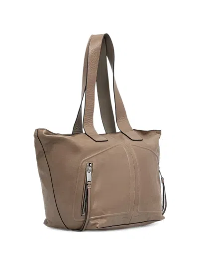 Allsaints Jean Zip-detail Leather Tote Bag In Brown