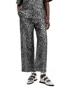 Allsaints Jemi Leopard Print Metallic Trousers In Silver Grey