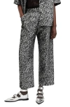Allsaints Jemi Leopard Print Metallic Trousers In Silver Grey