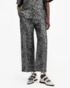 Allsaints Jemi Leopard Print Metallic Trousers In Silver Grey