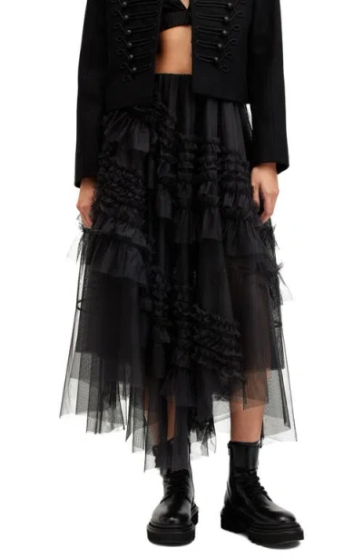 ALLSAINTS ALLSAINTS JEN ASYMMETRIC HEM TULLE SKIRT