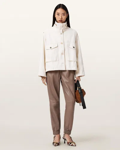 Allsaints Jen Leather Sweatpants In Brown