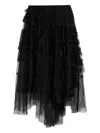 Allsaints Womens Black Jen Asymmetric-hem Tulle Midi Skirt In Black