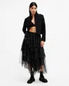 Allsaints Jen Tulle Asymmetric Maxi Skirt In Black