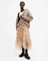 Allsaints Jen Tulle Asymmetric Maxi Skirt In Blush Pink