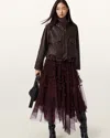 Allsaints Jen Tulle Maxi Skirt In Burgundy