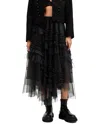 Allsaints Womens Black Jen Asymmetric-hem Tulle Midi Skirt In Black